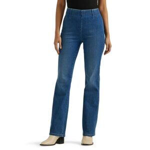 Lee Women's High Rise Pull-On Bootcut Pant, Size 16, High Rise,Fitted Fit, Blue